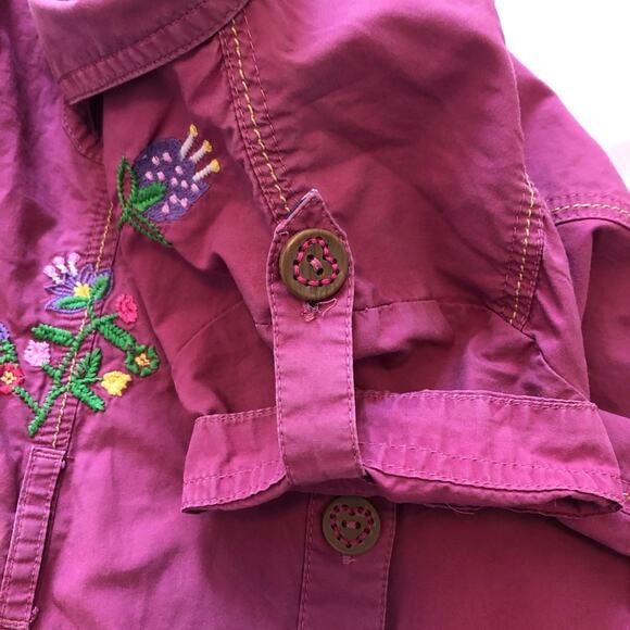 Next Girls’ Embroidered Dress Short Sleeve Flowers Boho Dark Pink Size 5 - Picture 7 of 11